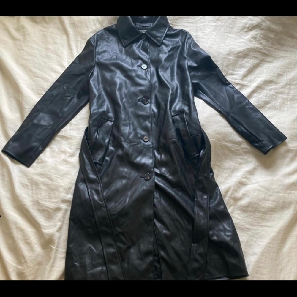 Bershka faux leather trench